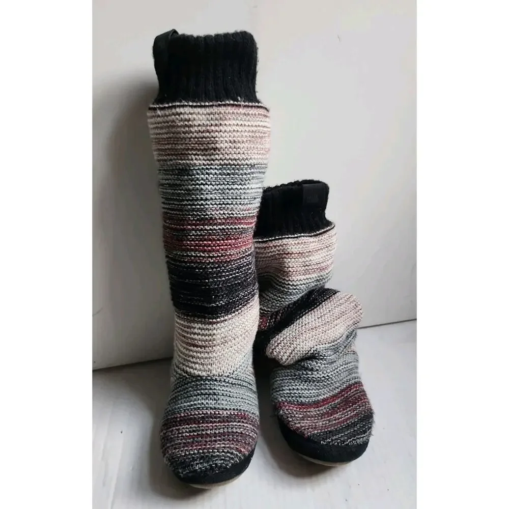 Muk Luks Women 7/7.5 Mid-Calf Sweater Boots Slouch Soft Knit Cottagecore Boho